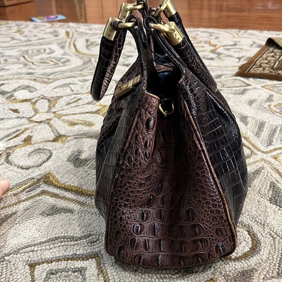 💕 Brahmin crocodile leather purple x large satchel bag nice 💕 - Picture 4 of 15